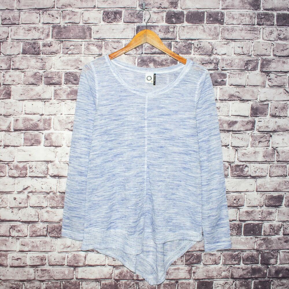AKEMI + KIN Scoop Neck Blouse Blue Heather Knit Size Small